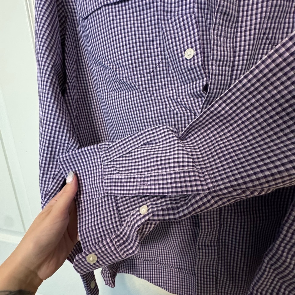 Michael Kors Purple Gingham Button Down Shirt - Picture 4 of 6